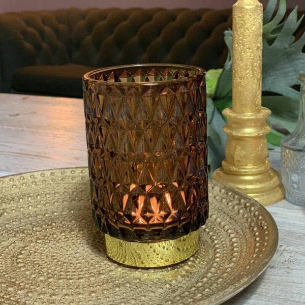 Waxine houder donker glas