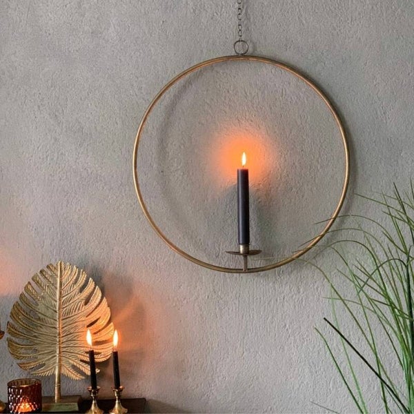 Stoere goudkleurige kaarsenring Ø 49 cm
