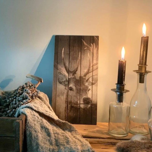 Houten deco bord met een hert