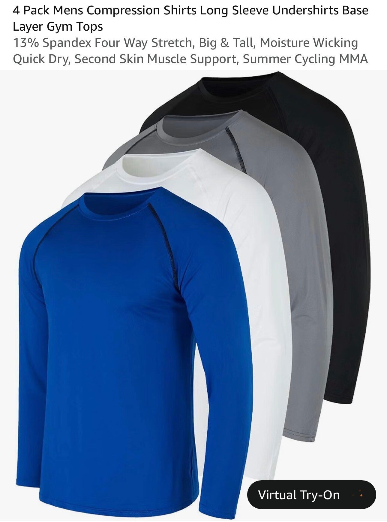 Men’s 4 pack compression shirts size SMALL