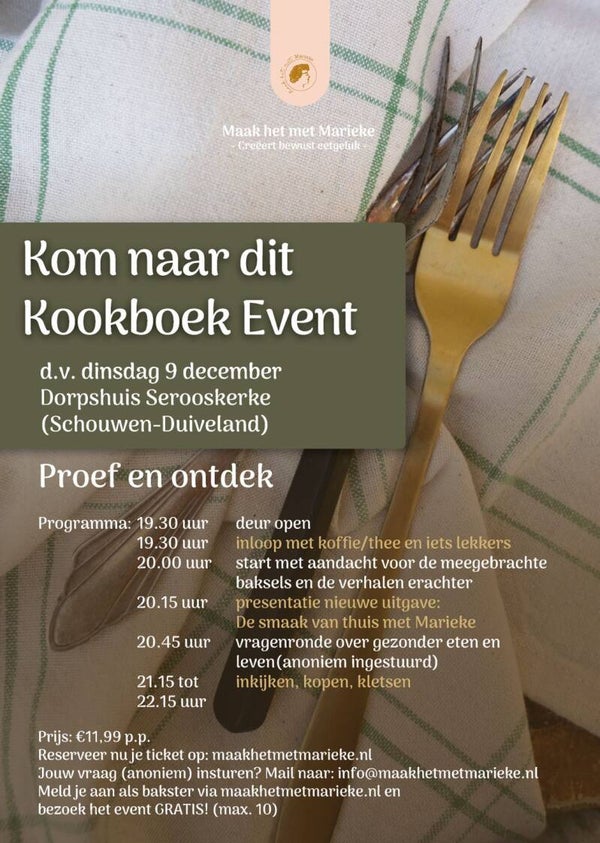 Ticket Het Kookboek Event Serooskerke Schouwen Duiveland 09-12-25