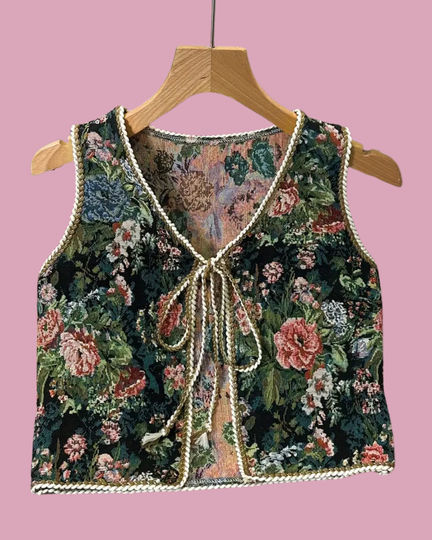 Vintagelook Gilletje gebloemd M/L