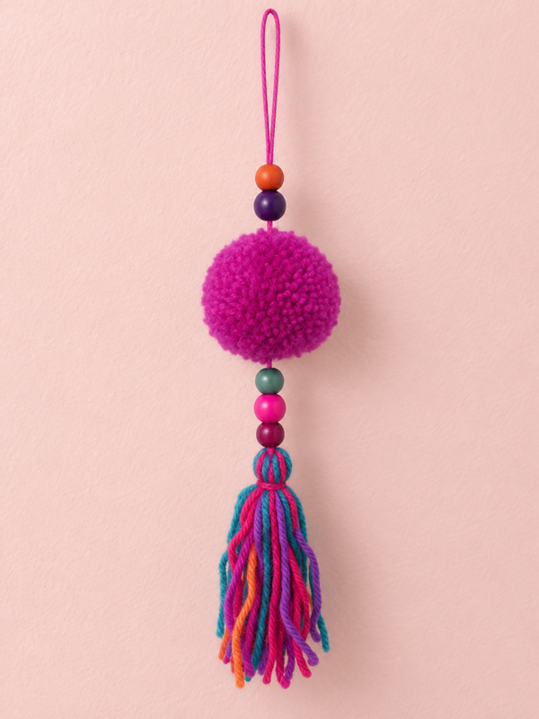 Paarse pomponhanger