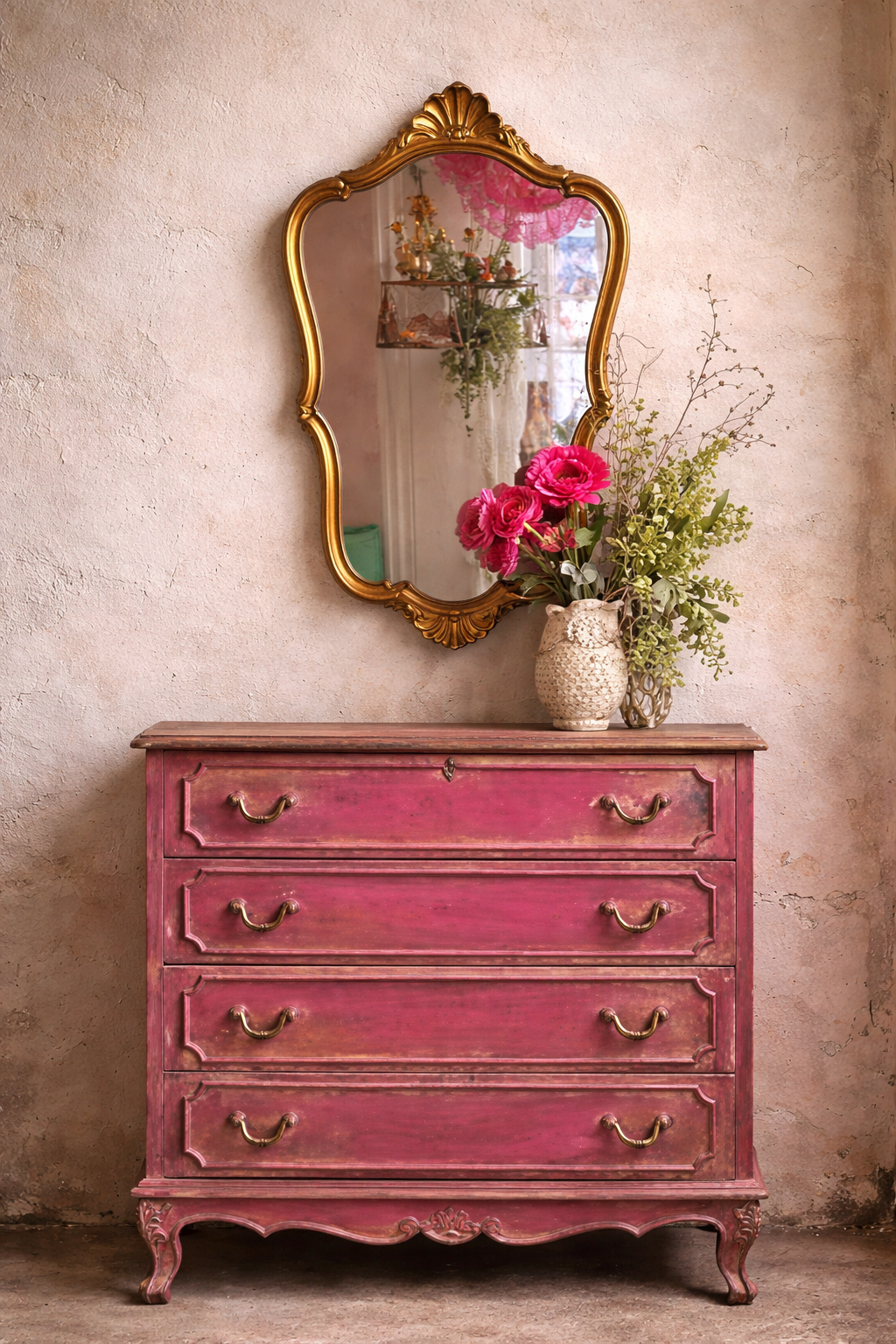 Vintage Barok Gouden wandspiegel -Rococo style