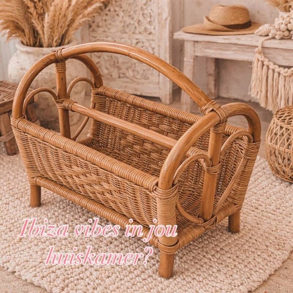 Vintage Rotan Magazine mand - Jaren 70