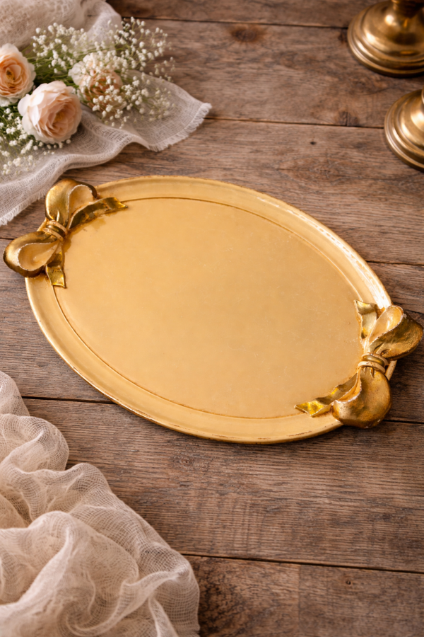 Ovaal goud dienblad met strikjes