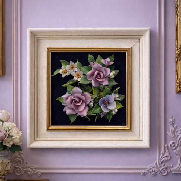Vintage 3 D bloemen schilderij