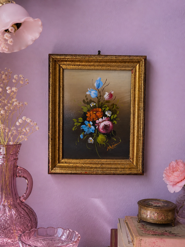 Vintage bloemenschilderij olieverf bloemen