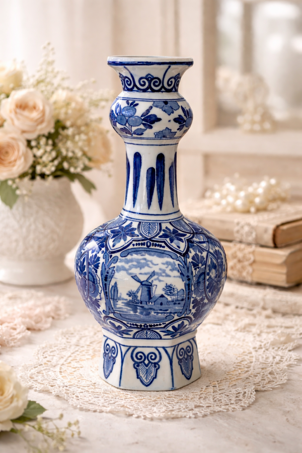 Antieke Delft blauwe knobbelvaas -Mosa Maastricht