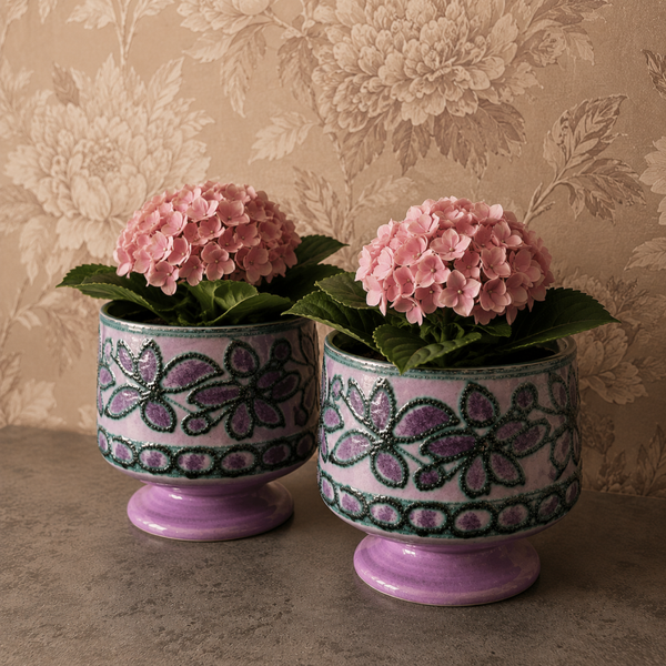 Set van 2 vintage Strehla retro bloempotten