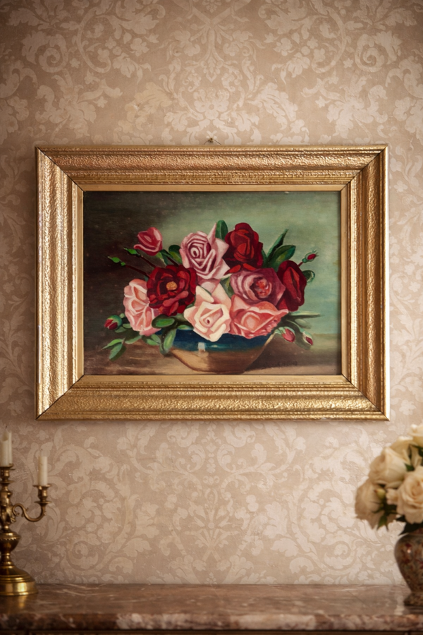 vintage olieverf schilderij in gouden lijst
