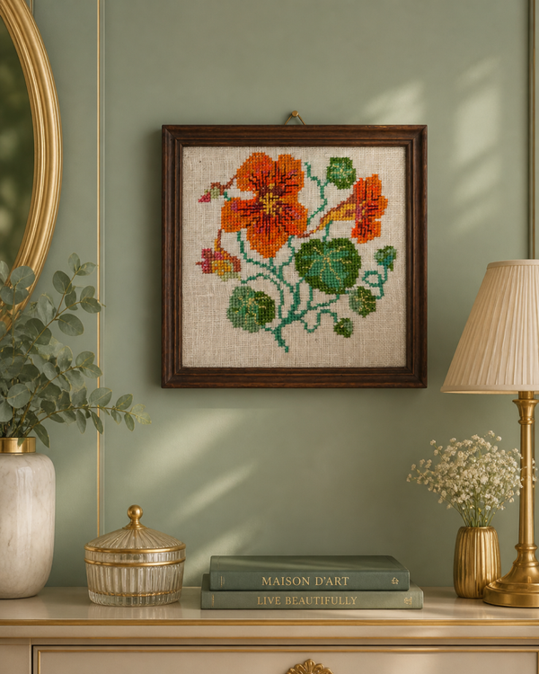 Vintage borduurwerk met bloemen
