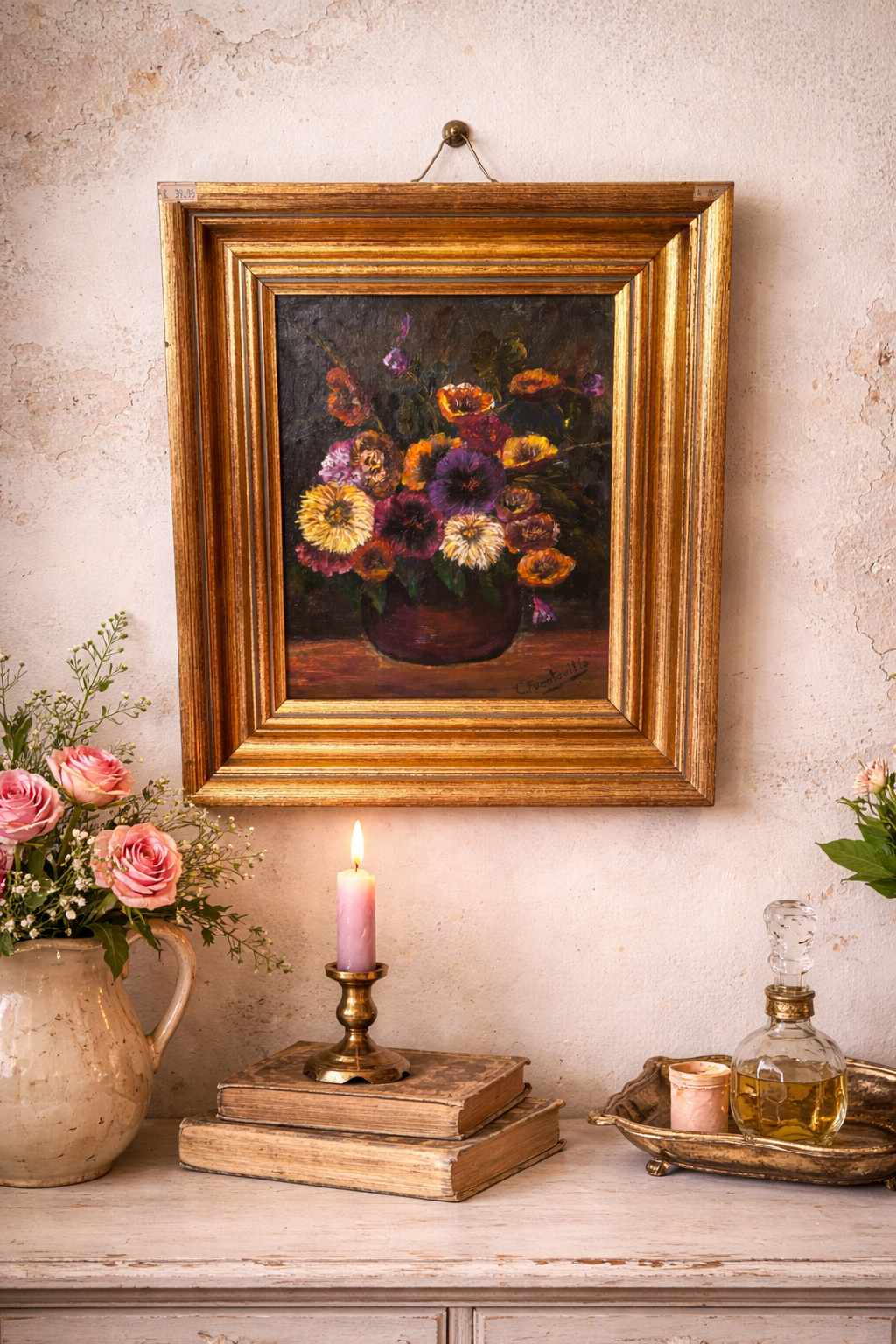 Vintage schilderij bloemen