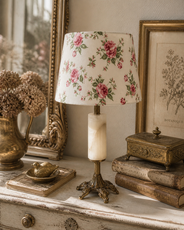 Brocante tafellamp onyx