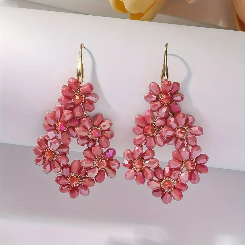 Bohemian oorbellen -roze