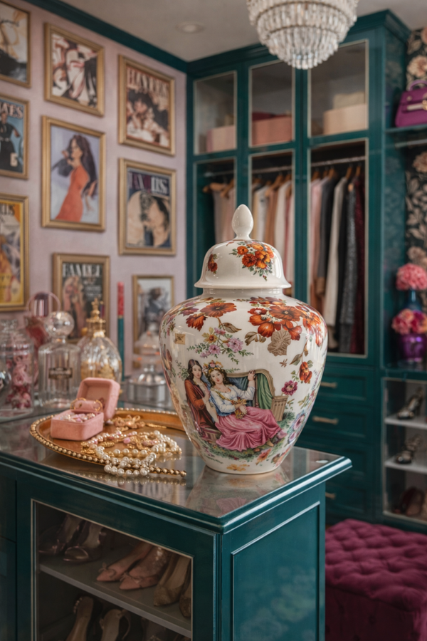 Vintage dekselpot romantische stijl