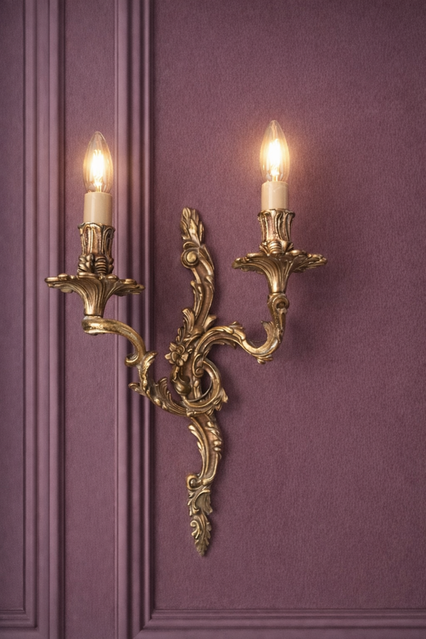 Vintage messing wandlamp -Barok stijl