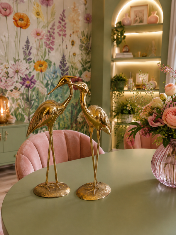 Grote vintage messing kraanvogels