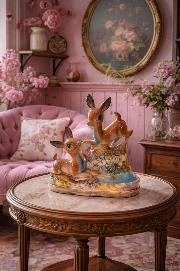 Vintage porseleinen beeld -Bambi hertjes