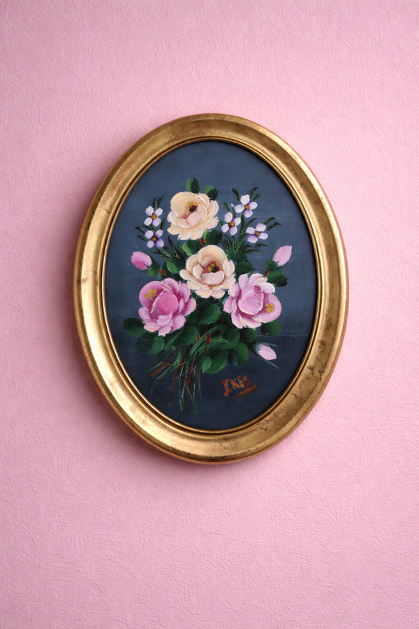 Vintage ovaal olieverf schilderij