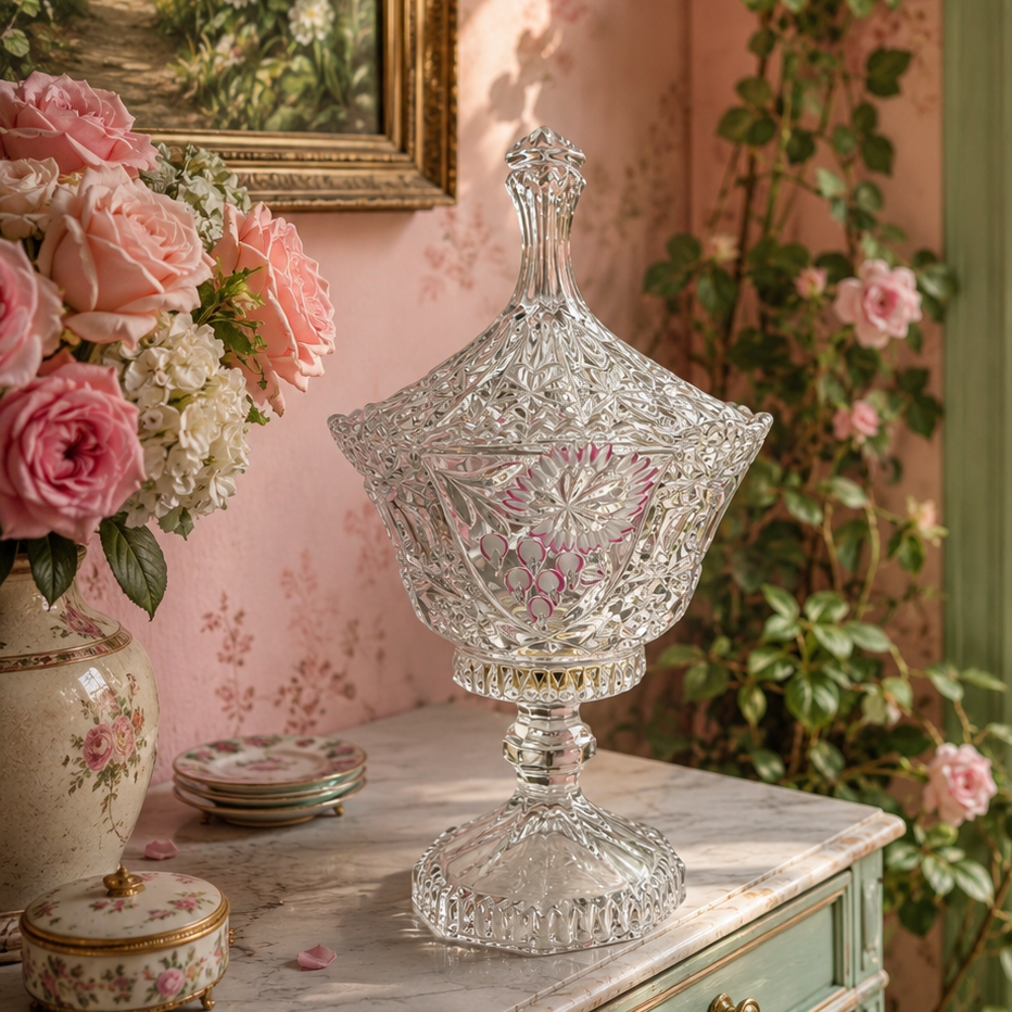 grote vintage loodkristal bonbonpot