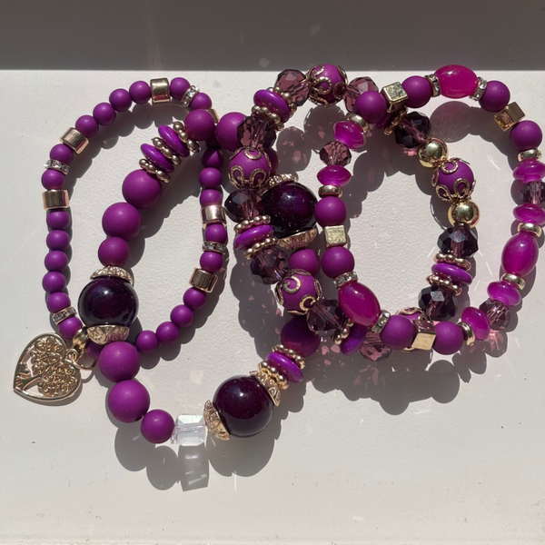Armbanden set paars /goud
