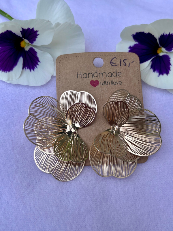 Boho oorbellen bloem -goud