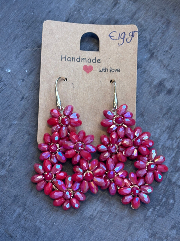 Boho oorhangers fuchia