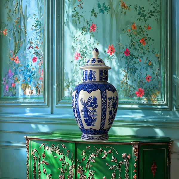 Vintage delft blauw dekselpot