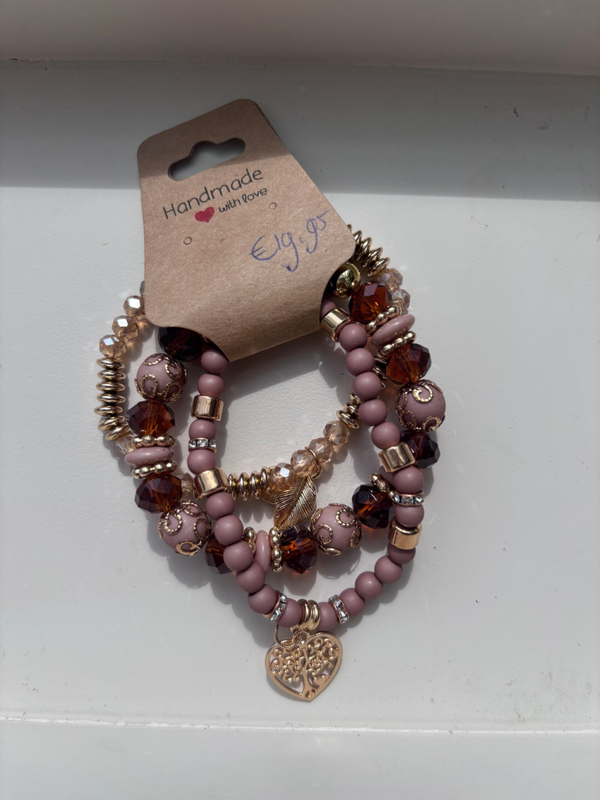 Armbanden set leverkleur /bruin