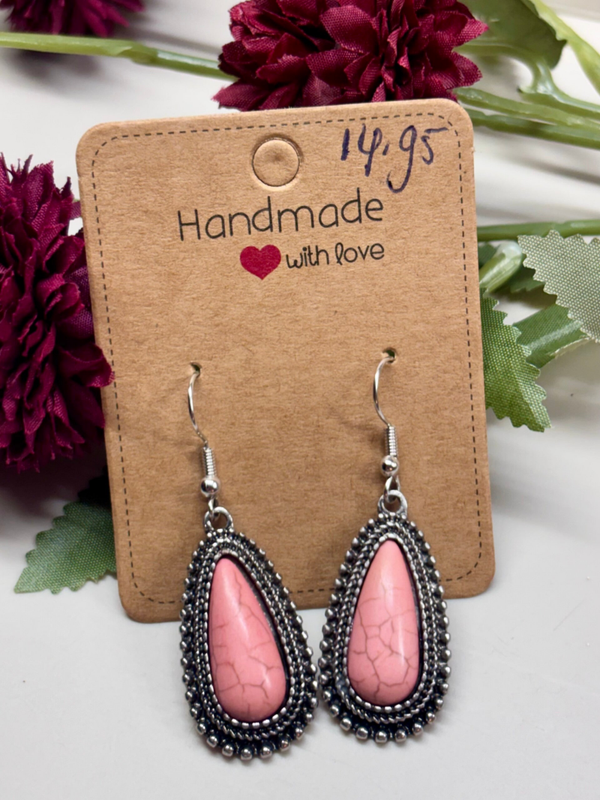 Vintage look zilver met edelsteen roze