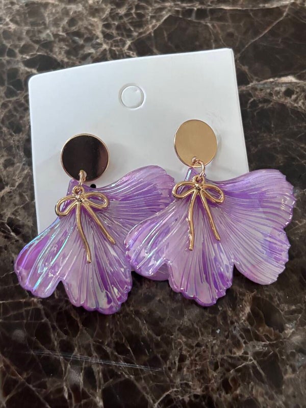 Boho lila oorbellen /goud