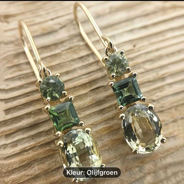 Olijfgroene hangers oorbellen