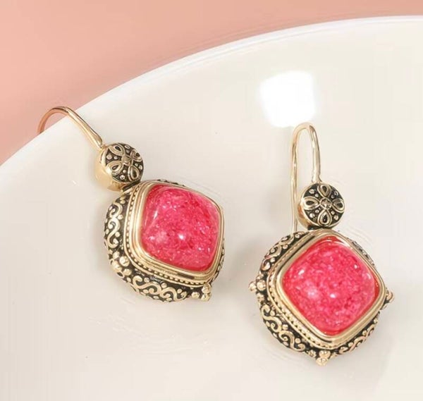 Vintage oorbellen -oud roze