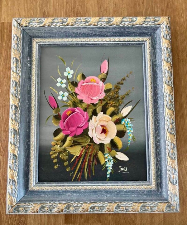 Vintage olieverf bloemenschilderij