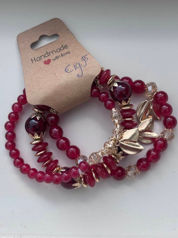 Armbanden set die rood /goud