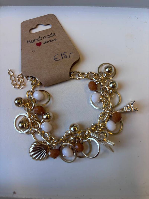Bedelarmband met bedels bruin