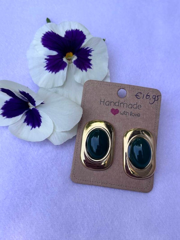 Vintage oorbellen-groen/goud