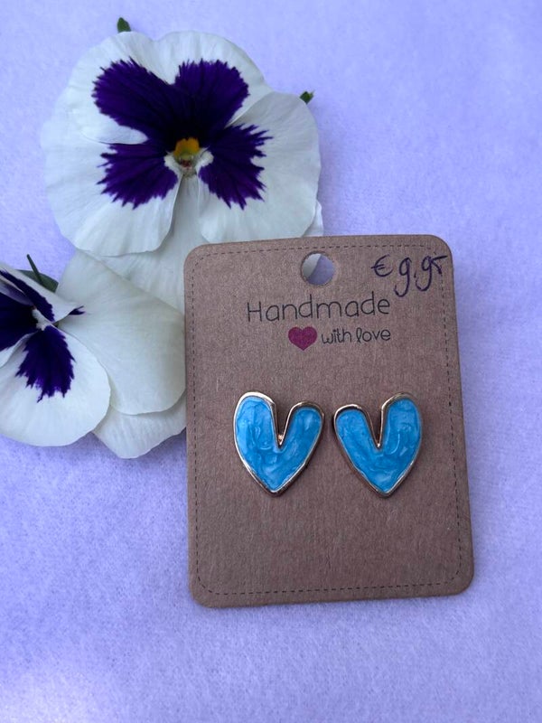 Boho oorknopjes hart -blauw