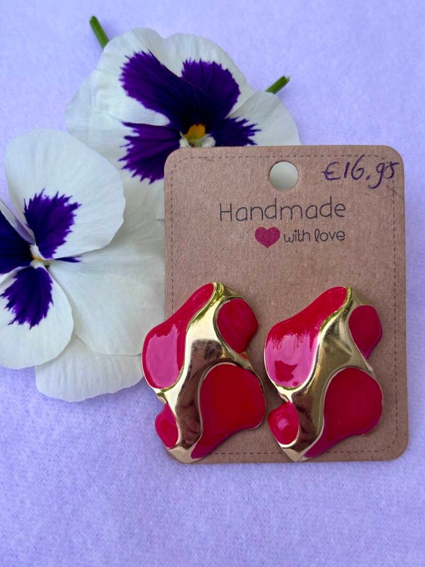 Vintage oorbellen -rood/goud