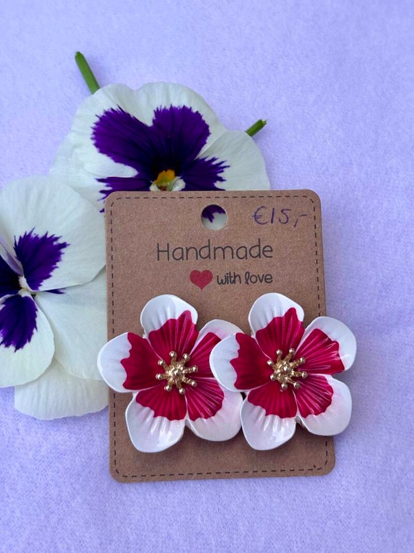 Oorbellen viooltjes-rood
