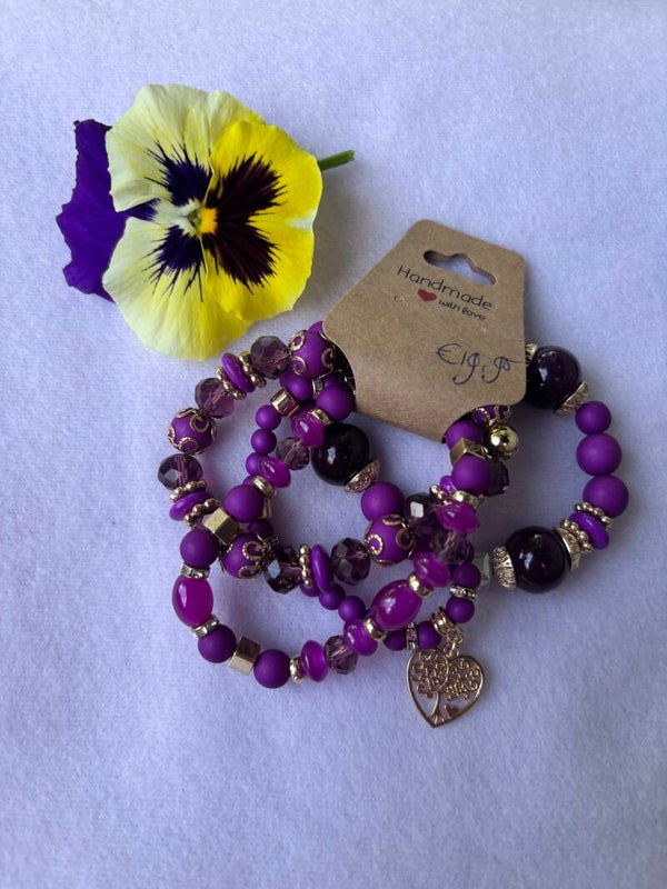 4 delig armbanden set -paars