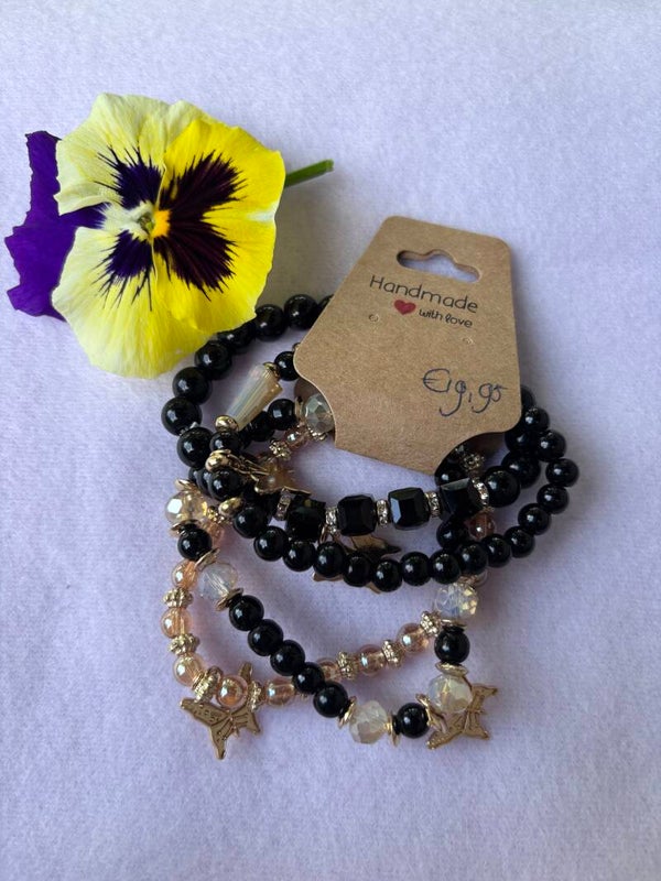 4 delig armbanden set -zwart