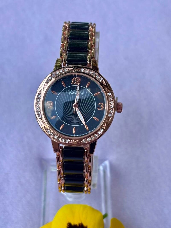 Luxe elegant dames horloge -zwart/goud
