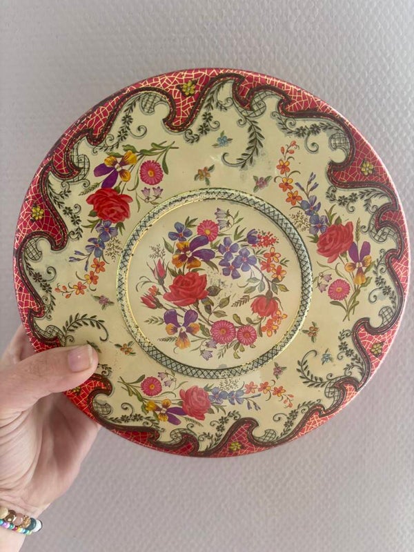 Vintage bloemen koekjestrommel -romantische cottage stijl