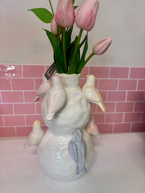 Nieuw keramieken vogelvaas pastel