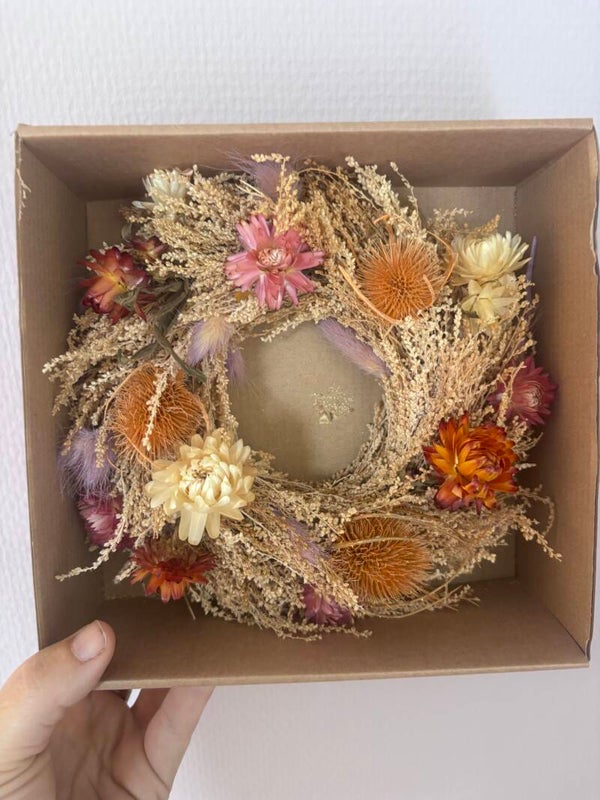 Droogbloemen krans roest en naturel