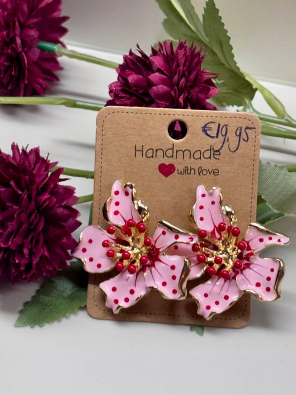 Grote statement oorknoppen -roze