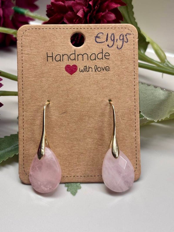 Edelsteen oorhanger -roze