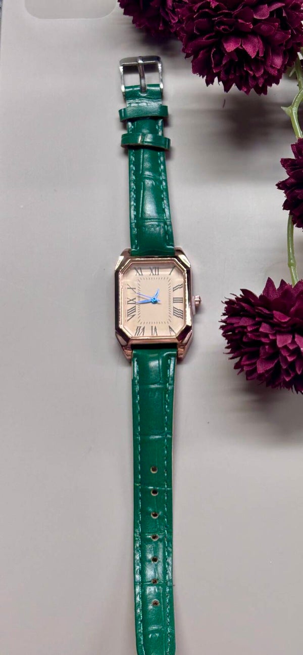 Vintage look  horloge -smaragd groen/goud